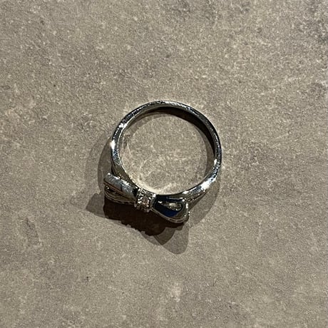 2512RG0714 / Ribbon motif rhinestone ring（Silver)