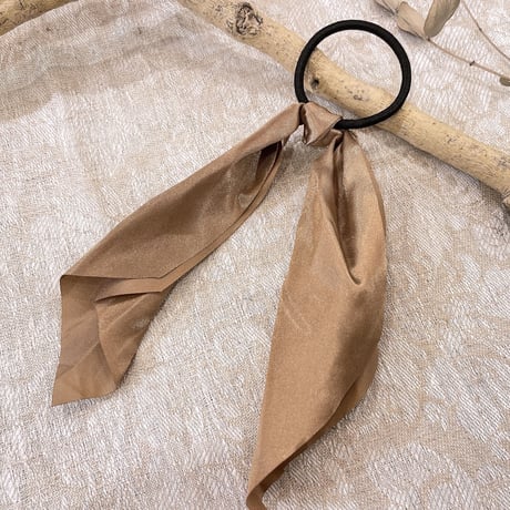 Simple ribbon Hair tie（Camel）/ HA-092