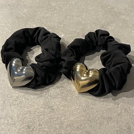2411HA0084 / Metal Heart motif Hair tie 2piece（Silver/Gold）