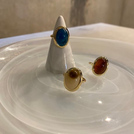 2212RG0270 / Oval acrylic color ring（Gold/Marble）