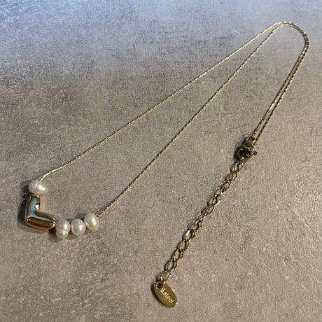 2506NC0343 / Heart pearl slide Necklace（Gold）