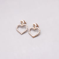 Heart Pearl geometric stud Clip Earrings（Gold） /  2112_ER097