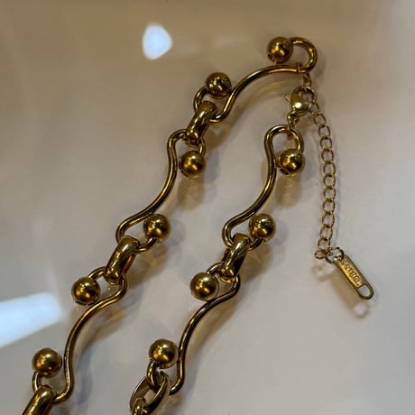 2603NC0381 / Ball curve chain Necklace（Gold）