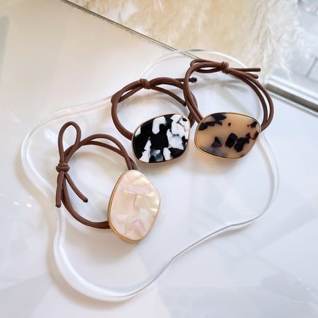 Marble design Hair tie（Black）/ HA-056