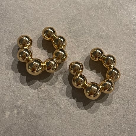 2411EC013 /  Ball circle 2piece Ear Cuff（Gold）