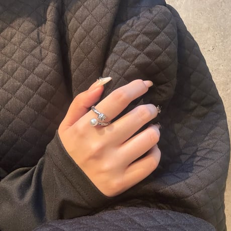 2410RG0524 / ball pearl cross ring（Silver）