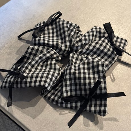 2503HA0056 / gingham check ribbon rubber （Black)