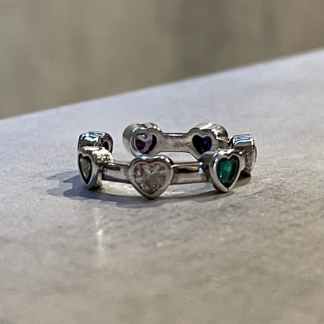 2504RG0618 / Heart motif colorful stone ring（Silver）