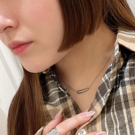 Metal tube bar chain necklace（Gold）/ 2201-NC122