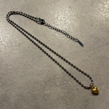 2508NC0351 / Ball chain mini Heart charm Necklace（Silver）