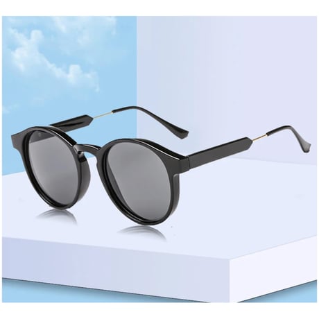 【 Select 】 Metal combination Round Sunglasses (Beige/Grey)