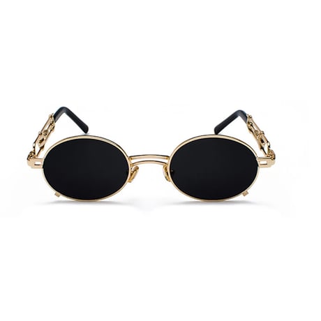 【 Select 】Vintage Retro Oval Metal Sunglasses (Gold/Smoke)