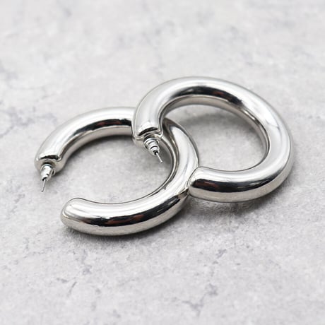 2102-PR007 / Metal Hoop Simple Pierce（SLV / L / 5cm）