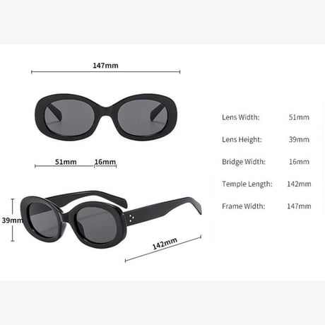 【 Select 】Retro Oval Flame Sunglasses (Black/Grey）