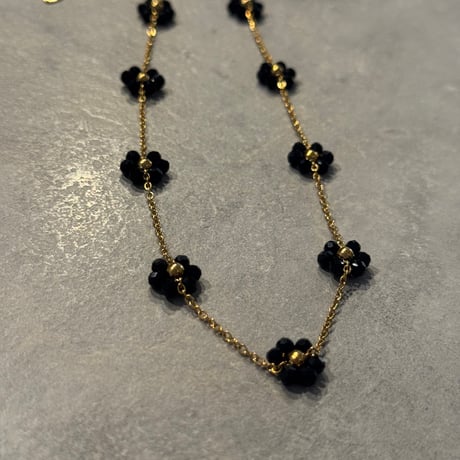 2507NC0347/  Beads Flower Necklace（Gold）