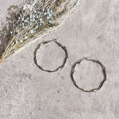 Simple twist hoop pierce（Silver/M）/ 2202_PR0443
