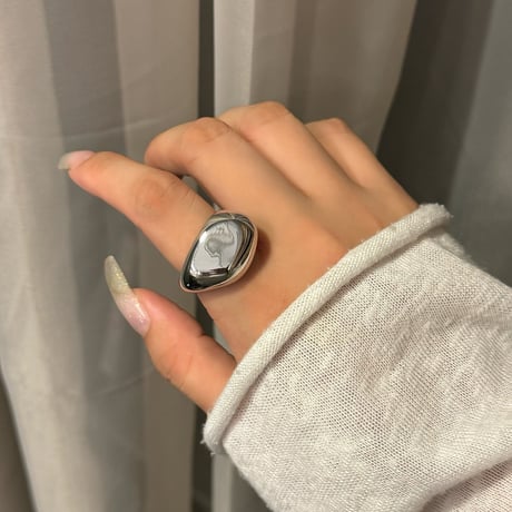2409RG0511 / Metal stone design ring（Silver）