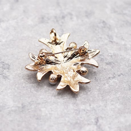 Vintage Rhinestones 8Pearl Brooch（GOLD） / OT-008