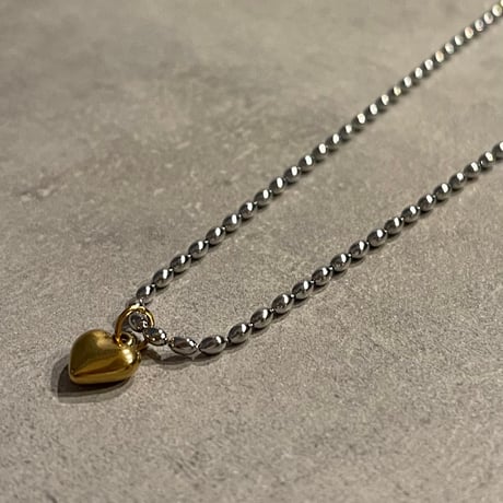 2508NC0351 / Ball chain mini Heart charm Necklace（Silver）