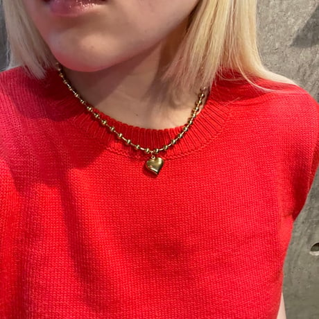 2407NC0253 / Ball chain heart necklace（Gold）