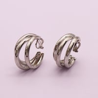 Three Line Vintage Clip Earrings（Silver） / 2107_ER067