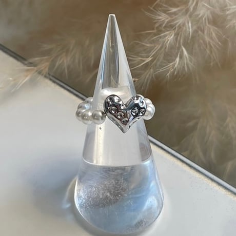 2409RG0514 / Pearl heart motif ring（Pearl/Silver）