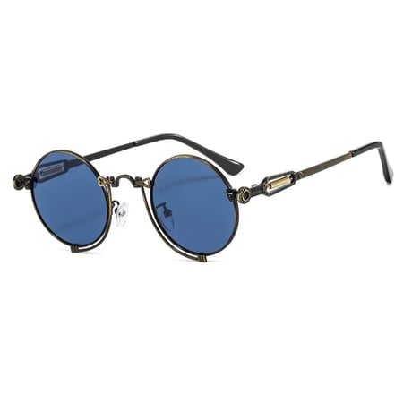 【 Select 】Vintage Style Metal Carving Frame Sunglasses (Copper/Navy)