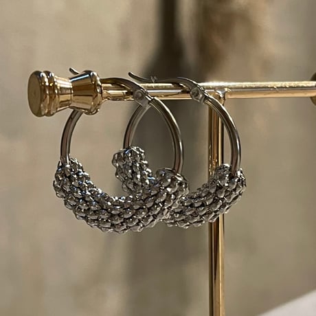 2503PR0761 / Half line design hoop Pierce #02（Silver）