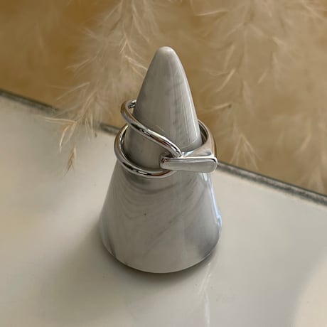 2403RG0408 / Asymmetry double line ring（Silver）