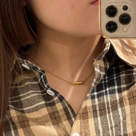 Metal tube bar chain necklace（Gold）/ 2201-NC122