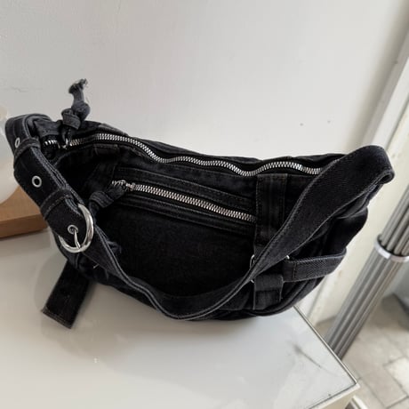 2604BG051(S) / Denim Shoulder Bag (Black)