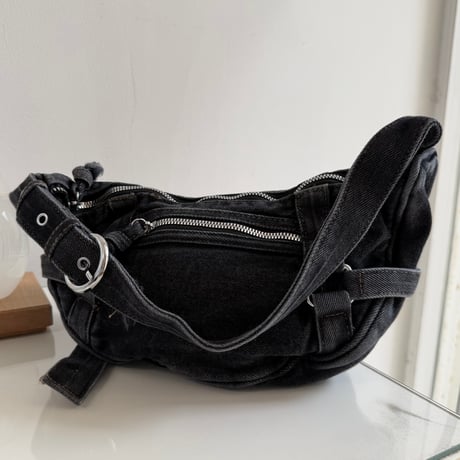 2604BG051(S) / Denim Shoulder Bag (Black)