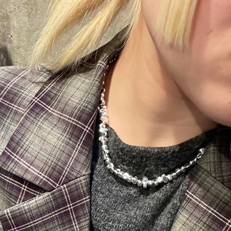 2311NC0209 / Metal beads chain Necklace（Silver）