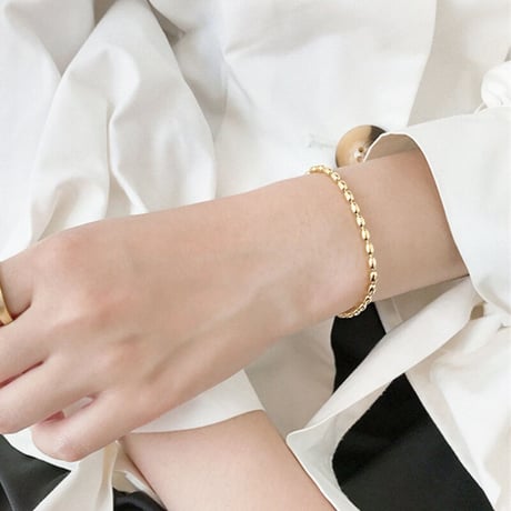 Round Beaded Chain Bracelet （Gold）/ BR-035