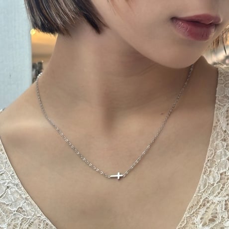 2606NC0397 / Horizontal cross Necklace（Silver）