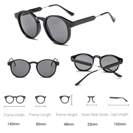 【 Select 】 Metal combination Round Sunglasses (Beige/Grey)