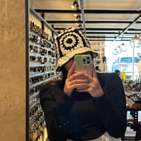 2505HW0088(S) / Crochet Flower Knit Hat（White）