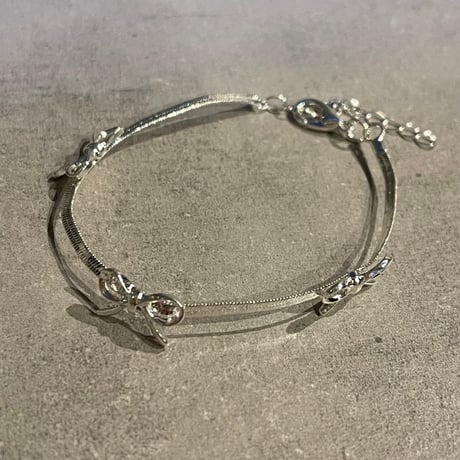 2411BR0058 ／ Mini ribbon motif herringbone bracelet（Silver）