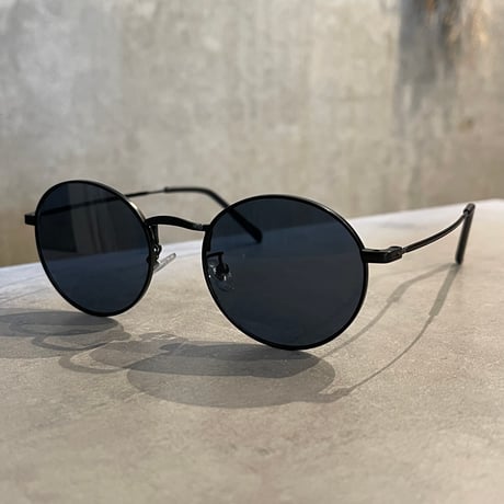 SE26SG_CA014（S） / Metal Round Frame Sunglasses (Black/Black)