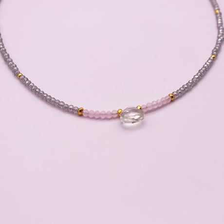 Small crystal beads Choker Necklace（#02）  /  2106-NC058