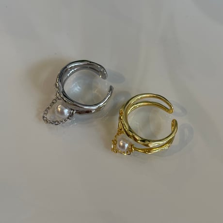 2401RG0378 / Double craft line pearl chain ring（Gold）