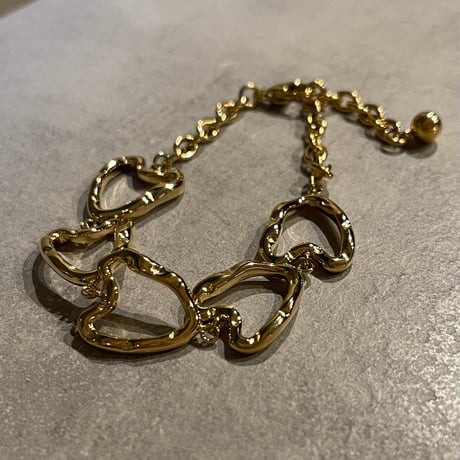 2508BR0092 / Heart motif Connect bracelet（Gold）