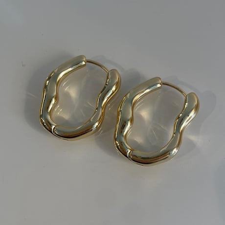 2404PR0691 / Craft wave oval hoop Pierce（Gold）