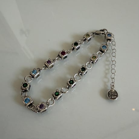 2604BR0121 / Cube color stone Bracelet（Silver）