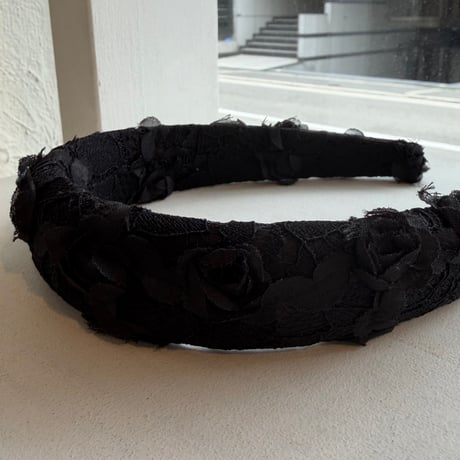 2606HA0092(S)/ Flower Lace Headband（Black）
