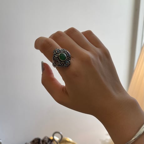 2507RG0666 / Antique stone ring（Silver）