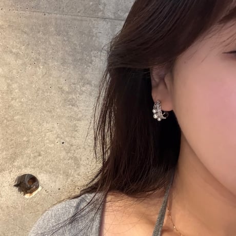 2503PR0767 / Lace pearl curve Pierce（Silver）