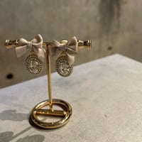 Classic ribbon Earring（Beg/Gold）/ 2212_ER0124