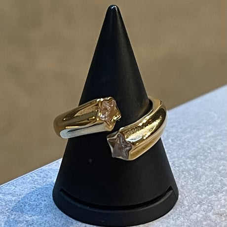 2509RG0677/ Star Shiny Cross Ring（Gold）