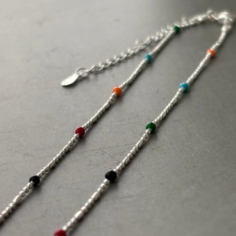 2606NC0399 / Pop color silver beads Necklace（Silver/Multi）